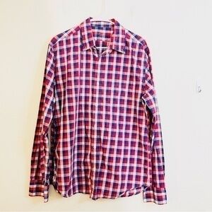 J. Crew Light Weight Slim Fit Plaid Button Down Shirt Men Size Large Blue/Red